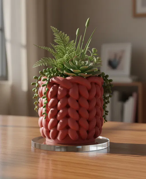 Lọ Hoa Dệt Kim | Chậu Sợi Len Dày | Trang Trí Nhà Cửa - Image 1