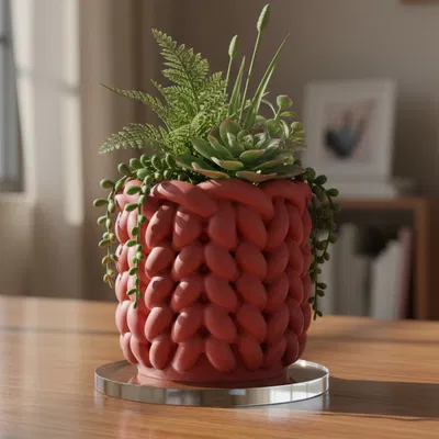 Lọ Hoa Dệt Kim | Chậu Sợi Len Dày | Trang Trí Nhà Cửa