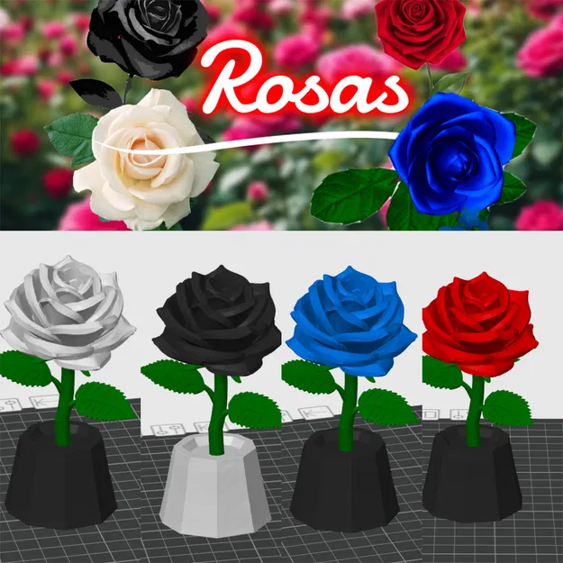 Hoa hồng in 3D tùy chỉnh đa sắc - Image 1