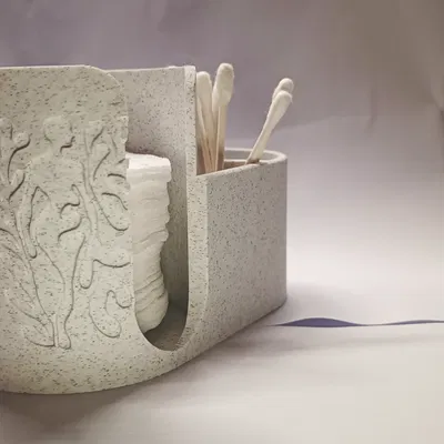 Kệ Tắm Tối Giản 2-in-1: Hộp Đựng Bông Tẩy Trang & Tăm Bông