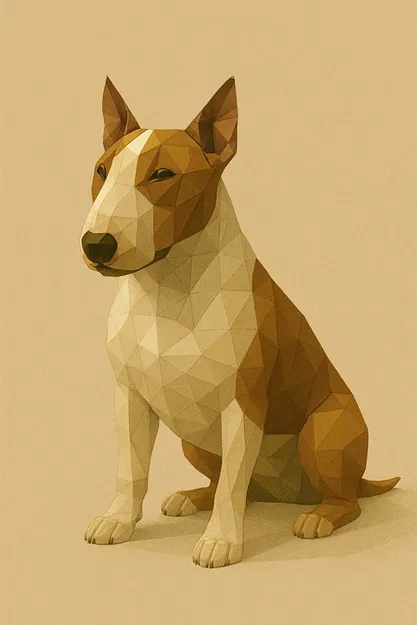 Tượng Chó Pittbull Terrier Phong Cách Low Poly - Image 1