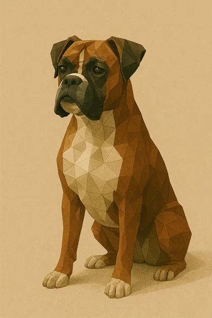 Tượng Chó Boxer Phong Cách Low Poly - Image 1