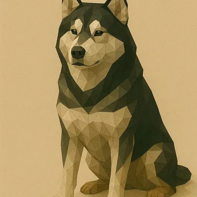 Tượng Chó Alaska Malamute Phong Cách Low Poly
