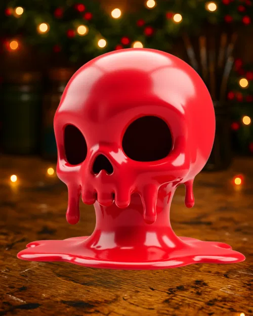 Tượng Đầu Lâu Tan Chảy Màu Đỏ - Image 1