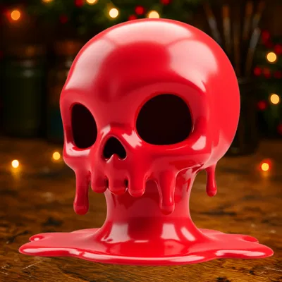 Tượng Đầu Lâu Tan Chảy Màu Đỏ