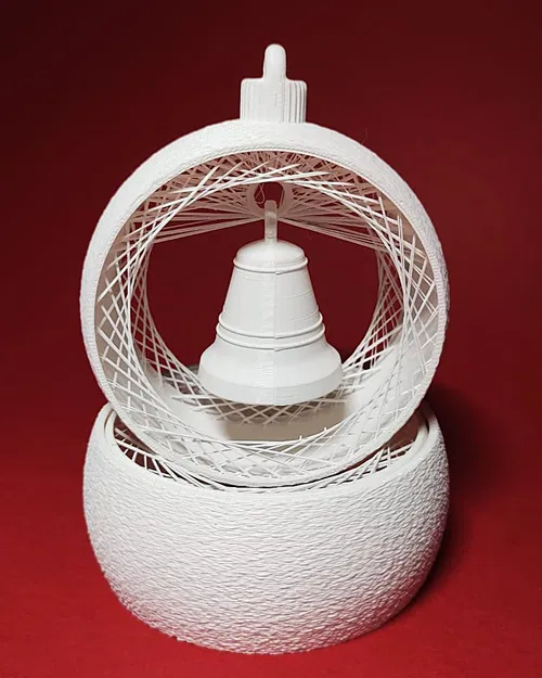 Móc treo Giáng sinh hình bán cầu dệt có chuông - Image 1