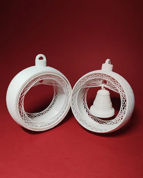 Móc treo Giáng sinh hình bán cầu dệt có chuông - Image 2