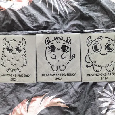 Bộ 3 Khuôn Vẽ Quái Vật Dễ Thương - Mẫu Vẽ Áo Thun & Bản Vẽ