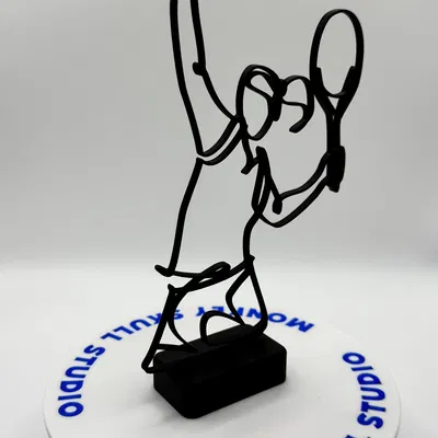 Tượng Nghệ Thuật Đường Nét Cú Giao Bóng Tennis Nữ