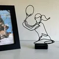 Tượng Line Art Cô Gái Chơi Tennis - Thumbnail 1