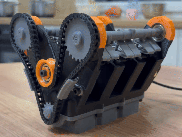 Mô hình động cơ V6 | Piston, Van & Dây xích thời gian Chức năng