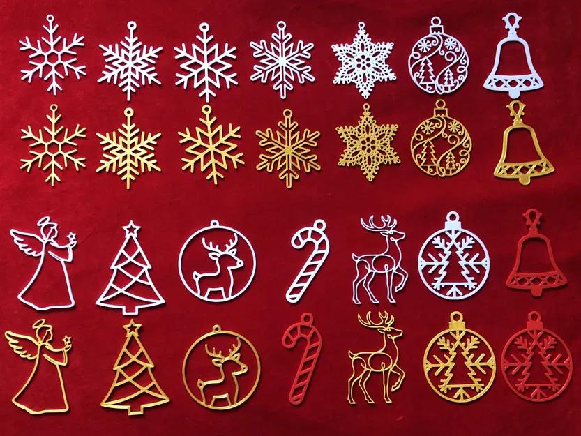 Bộ Đồ Trang Trí Giáng Sinh 3D – Sao, Tuyết, Chuông & Cây Thông - Image 2