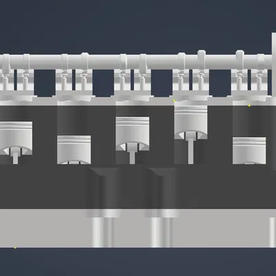 Mô hình Động cơ I5 Inline | Piston, Van & Dây đai thời gian Chức năng