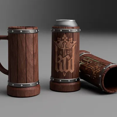 Chân Đế Lon Bia Kiểu Thùng Gỗ & Logo KCD (Kingdom Come: Deliverance)