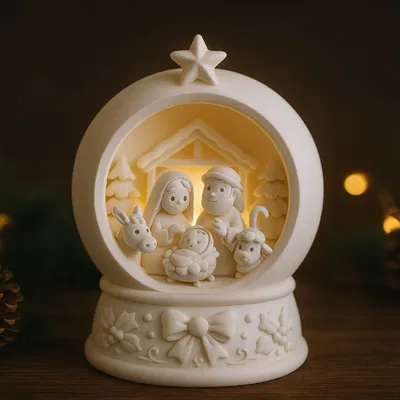 Mô Hình Hang Đá Giáng Sinh Trong Quả Cầu Tuyết