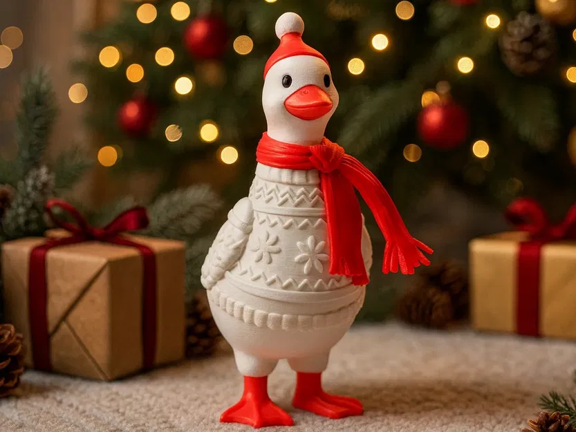 Tượng Ngỗng Mùa Đông Với Áo Len Giáng Sinh Ấm Cúng - Image 1