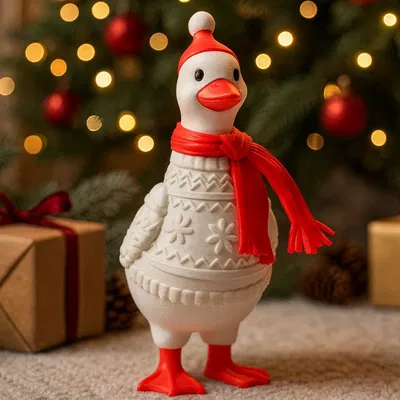 Tượng Ngỗng Mùa Đông Với Áo Len Giáng Sinh Ấm Cúng