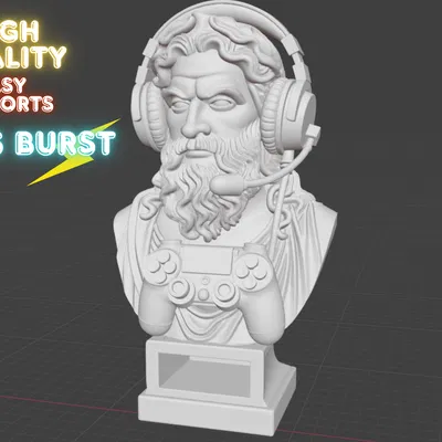 Tượng Bán Thân Zeus Marble Phong Cách Gaming