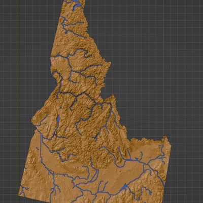 Bản đồ Địa hình Bang Idaho, Hoa Kỳ (ID) có Đặc điểm Thủy văn