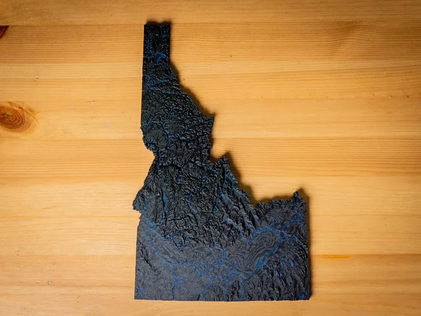 Bản đồ Địa hình Bang Idaho, Hoa Kỳ (ID) có Đặc điểm Thủy văn - Image 7