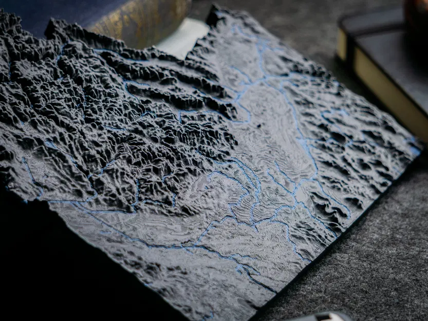 Bản đồ Địa hình Bang Idaho, Hoa Kỳ (ID) có Đặc điểm Thủy văn - Image 9