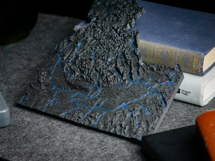 Bản đồ Địa hình Bang Idaho, Hoa Kỳ (ID) có Đặc điểm Thủy văn - Image 10