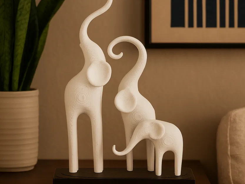 Tượng Gia Đình Voi Phong Cách Tối Giản - Image 1