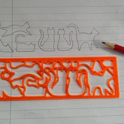 Thước kẻ stencil hình mèo, khuôn vẽ / Schablone für Katzen-Silhouetten