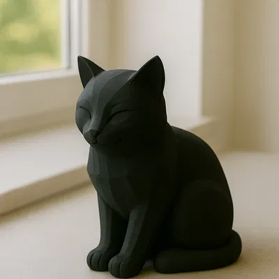 Tượng Mèo Tối Giản Low-poly (Không Cần Support)
