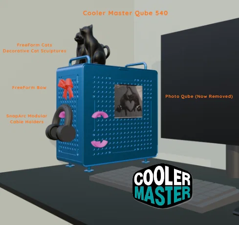 FreeForm Cats – Tượng Mèo Trang Trí Cho Cooler Master Qube 540 (Remix Collection) - Image 1