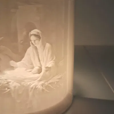 Mô Hình Lithophane Giáng Sinh Thánh Gia Để Bàn