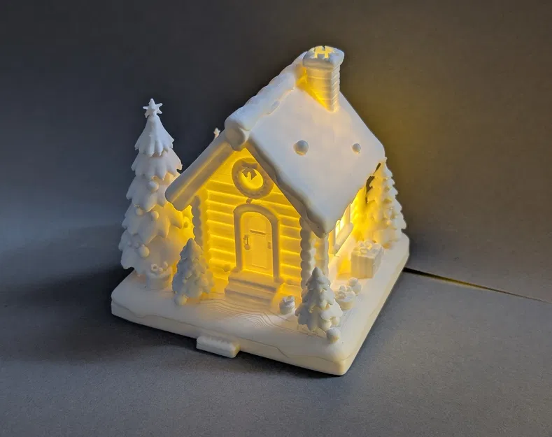 Nhà gỗ mùa đông ấm áp - Đốt hương & Giữ đèn LED - Image 1