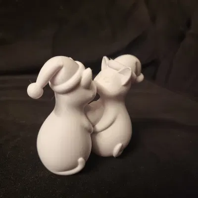 Mô hình trang trí Cặp đôi Mèo Giáng sinh