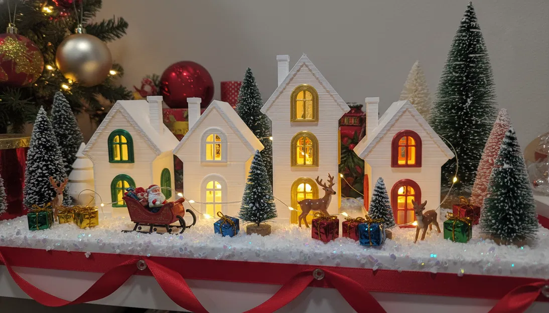 Nhà Làng Giáng Sinh In 3D – Đèn Trang Trí (Không Cần Hỗ Trợ!) - Image 2