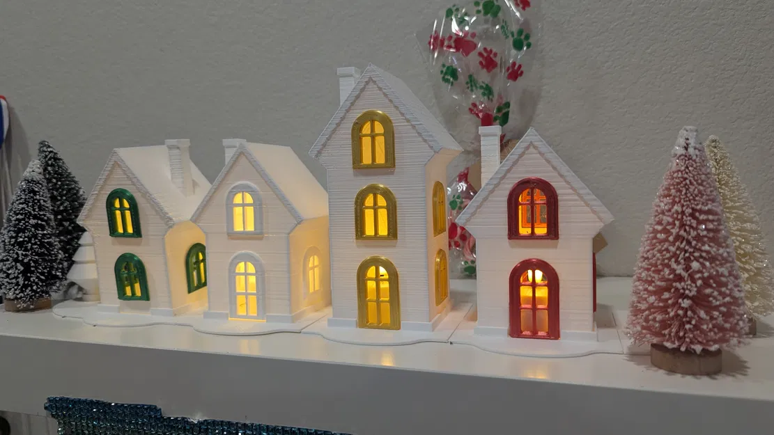 Nhà Làng Giáng Sinh In 3D – Đèn Trang Trí (Không Cần Hỗ Trợ!) - Image 4