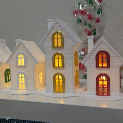 Nhà Làng Giáng Sinh In 3D – Đèn Trang Trí (Không Cần Hỗ Trợ!)