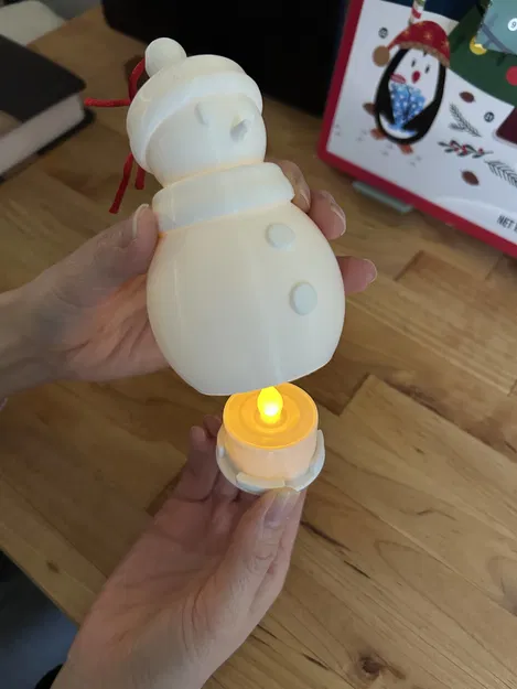 Ông Già Tuyết Đèn Tealight - Đồ Trang Trí Lễ Hội Phát Sáng In 3D - Image 4