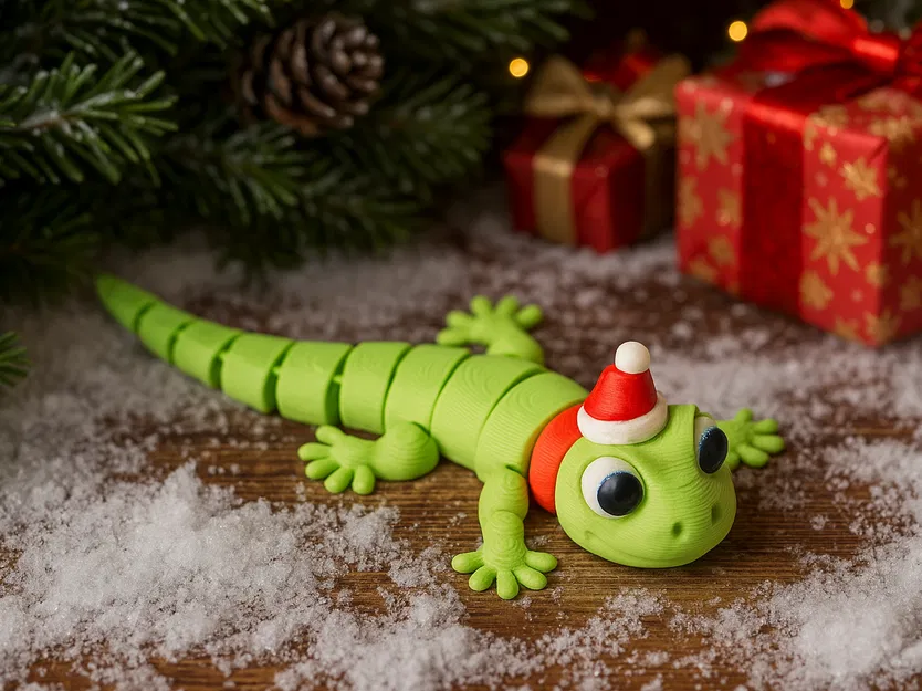 Thằn Lằn Giáng Sinh Flexi – Đồ Chơi Lễ Hội Dễ Thương Có Thể Tạo Dáng - Image 1