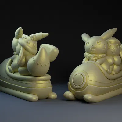 Xe Trượt Tuyết Giáng Sinh Pikachu và Evee