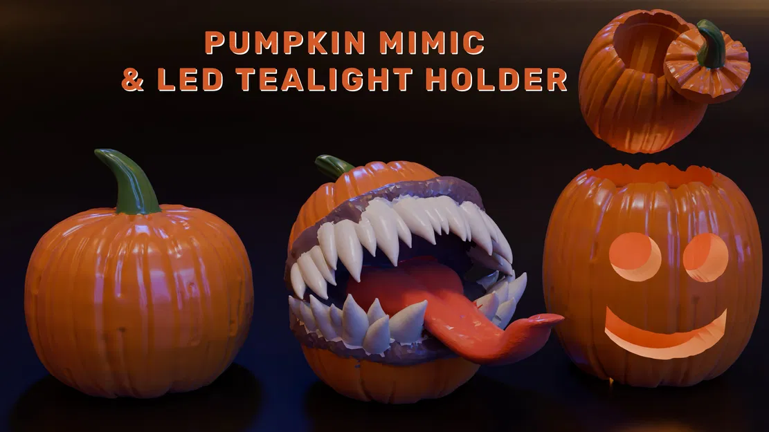 Kệ nến LED Bí Ngô + Mimic (DND / TTRPG) - Image 1