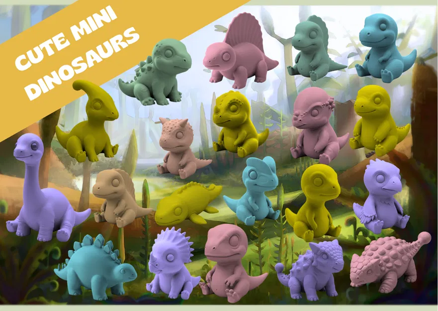 Khủng Long Mini Dễ Thương – Mô Hình 3D - Image 1