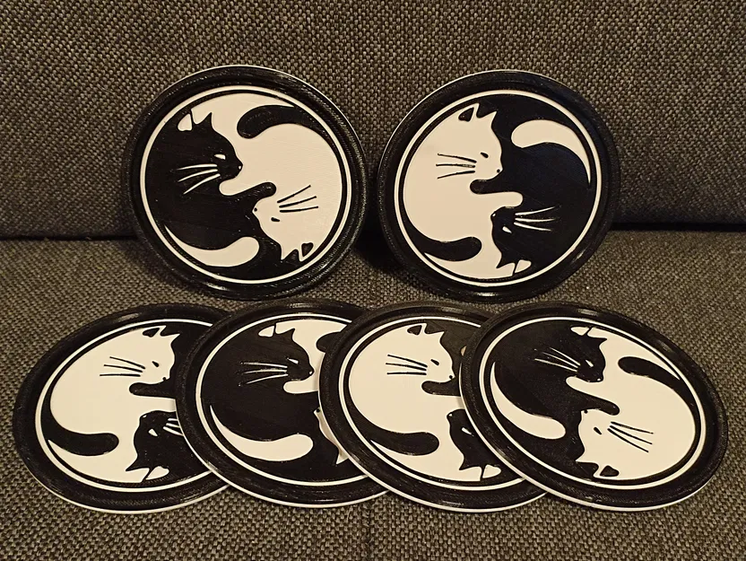 Miếng lót ly Âm Dương hình Mèo - Image 2