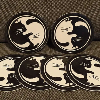 Miếng lót ly Âm Dương hình Mèo