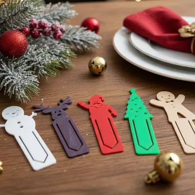 Bookmark Giáng Sinh – Ông Già Noel, Bánh Gừng, Cây Thông, Tuần Lộc & Người Tuyết