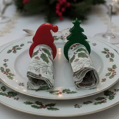 Chân giữ khăn ăn Giáng Sinh: Hộp quà, Cây thông, Nón ông già Noel và Tuần lộc