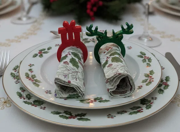 Chân giữ khăn ăn Giáng Sinh: Hộp quà, Cây thông, Nón ông già Noel và Tuần lộc - Image 2