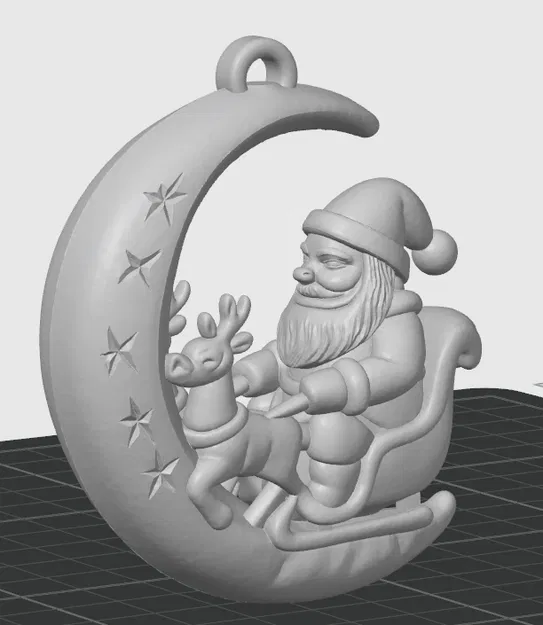 Ông Già Noel Trên Trăng Lưỡi Liềm – Đồ Trang Trí Lễ Hội - Image 1