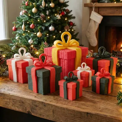 Hộp Quà Giáng Sinh – Trang Trí Phong Cách Dệt Kim Lễ Hội