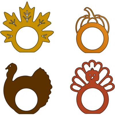 Vòng Giữ Khăn Ăn Lễ Tạ Ơn: Bí Ngô, Lá Mùa Thu và 2 Chú Gà Tây