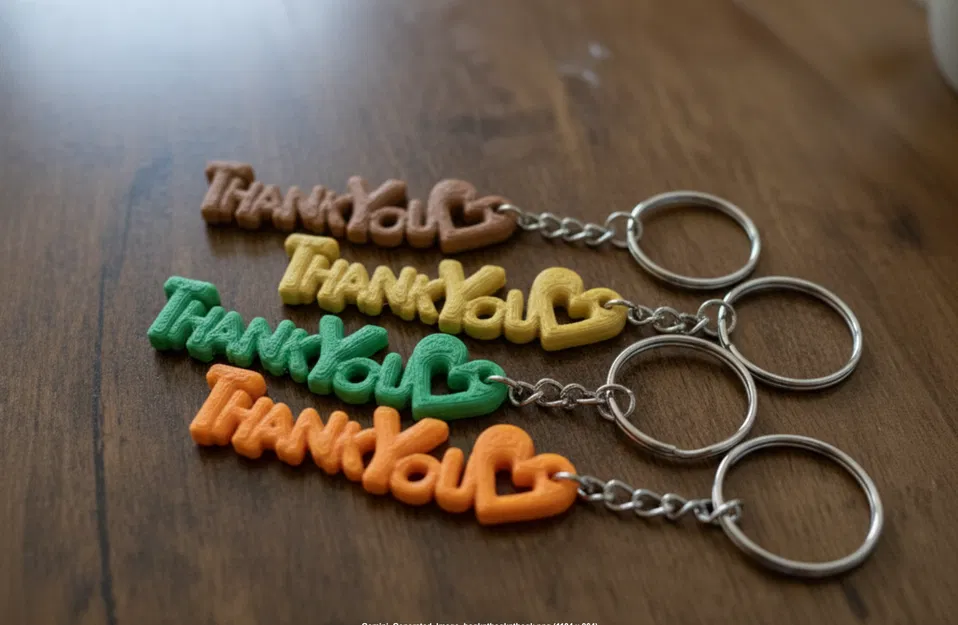 Móc Khóa "Cảm Ơn" Đính Kèm Trái Tim - Lời Tri Ân 3D - Image 1